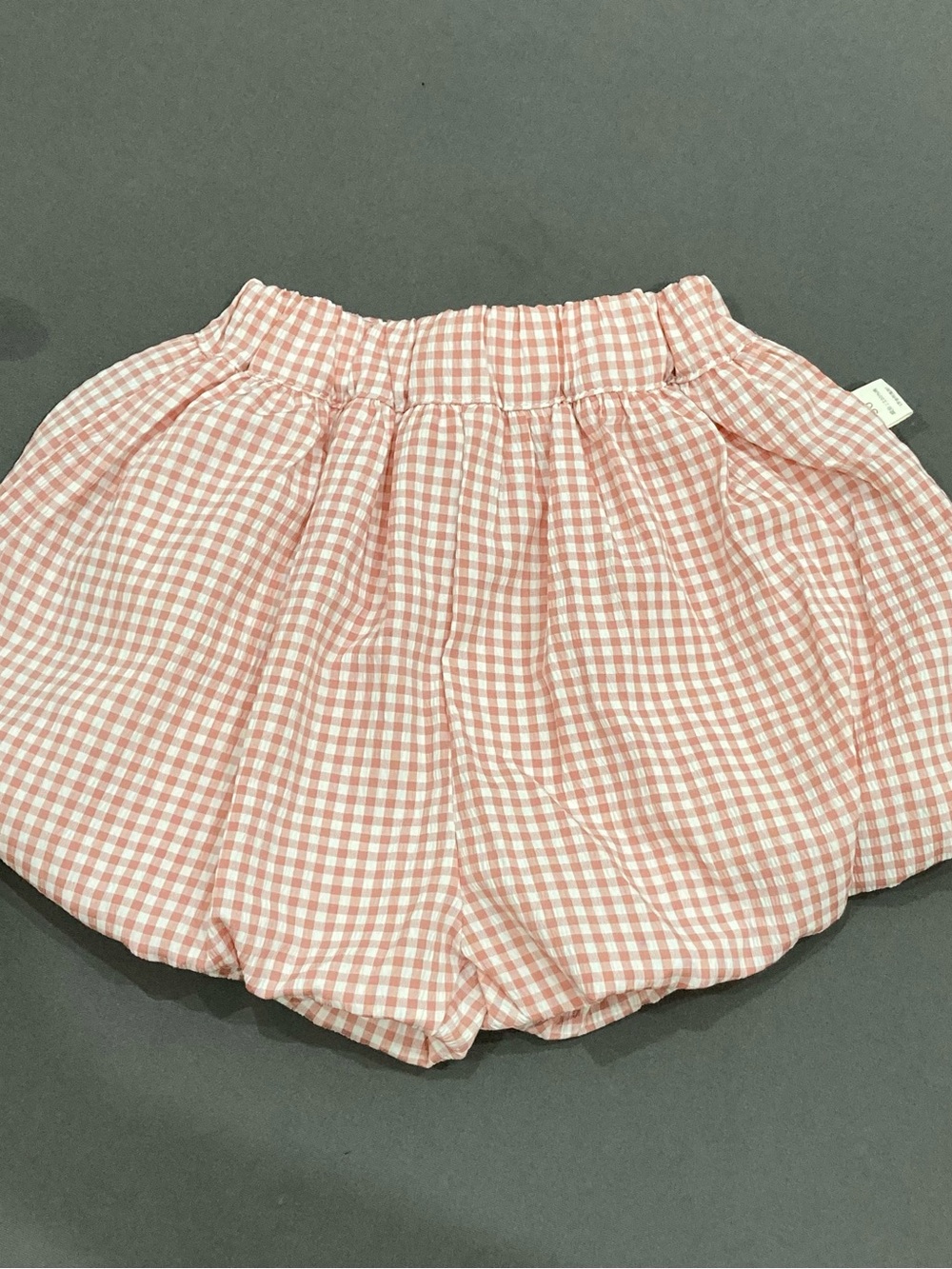 Pink Gingham Bubble Skort with Elastic Waist